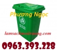 Thùng rác 90 Lít nắp kín, thùng rác nhựa HDPE, thùng rác công nghiệp