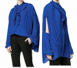Áo nữ Balenciaga 40 US Button Down Pleated Blouse Blue 4