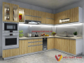 Tủ Bếp Gỗ Mdf Phủ Melamine Màu Vàng Phối Trắng Đẹp Giá Rẻ