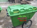 Xe đẩy rác 400 lít màu xanh