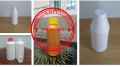 Chai nhựa 1 lít đựng kiềm, chai 500ml đựng kẽm, chai nhựa 250ml đựng nhớt, chai 100ml đựng dầu mỡ