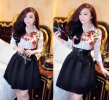 Áo sơ mi nữ tay dài họa tiết hoa hồng sang trọng