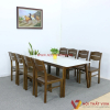 Bộ Bàn Ăn 8 Ghế Mặt Đá Trắng Gỗ Sồi Màu Óc Chó Cao Cấp Đẹp