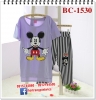 Bộ Mickey áo cộc tay quần ngố kẻ Korea Style