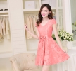 Đầm ren cột nơ cao cấp màu hồng Giá Rẻ Bất Ngờ