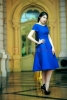 Đầm xanh form xòe 2015