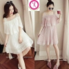 Đầm xòe trễ vai phối ren D234