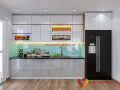 Mẫu Tủ Bếp Chữ I Gỗ Acrylic Bóng Gương Hiện Đại Đẹp Sang