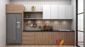 Mẫu Tủ Bếp Chữ I Gỗ MDF Phủ Melamine Vân Gỗ Đẹp