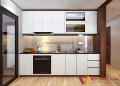 Tủ Bếp Đẹp Chữ I Gỗ MDF Màu Nâu Phối Cửa Trắng Sang Trọng