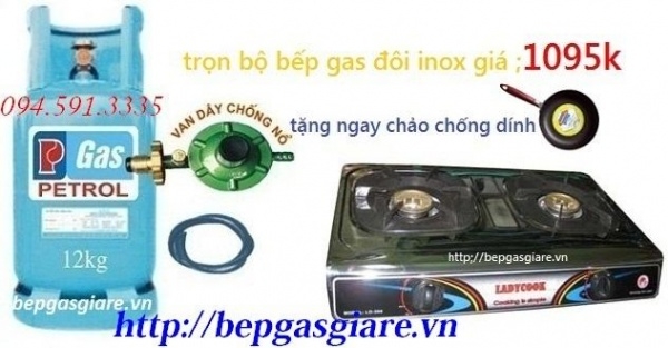 Bộ bếp gas đôi inox   giá 1095k tặng chảo ,Bộ bếp gas đôi inox   giá 1095k tặng chảo